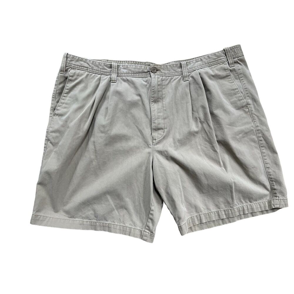 Eddie Bauer Shorts Men's 46 Pleated Front Khaki Chinos Tan Preppy Dad Core - Picture 5 of 7